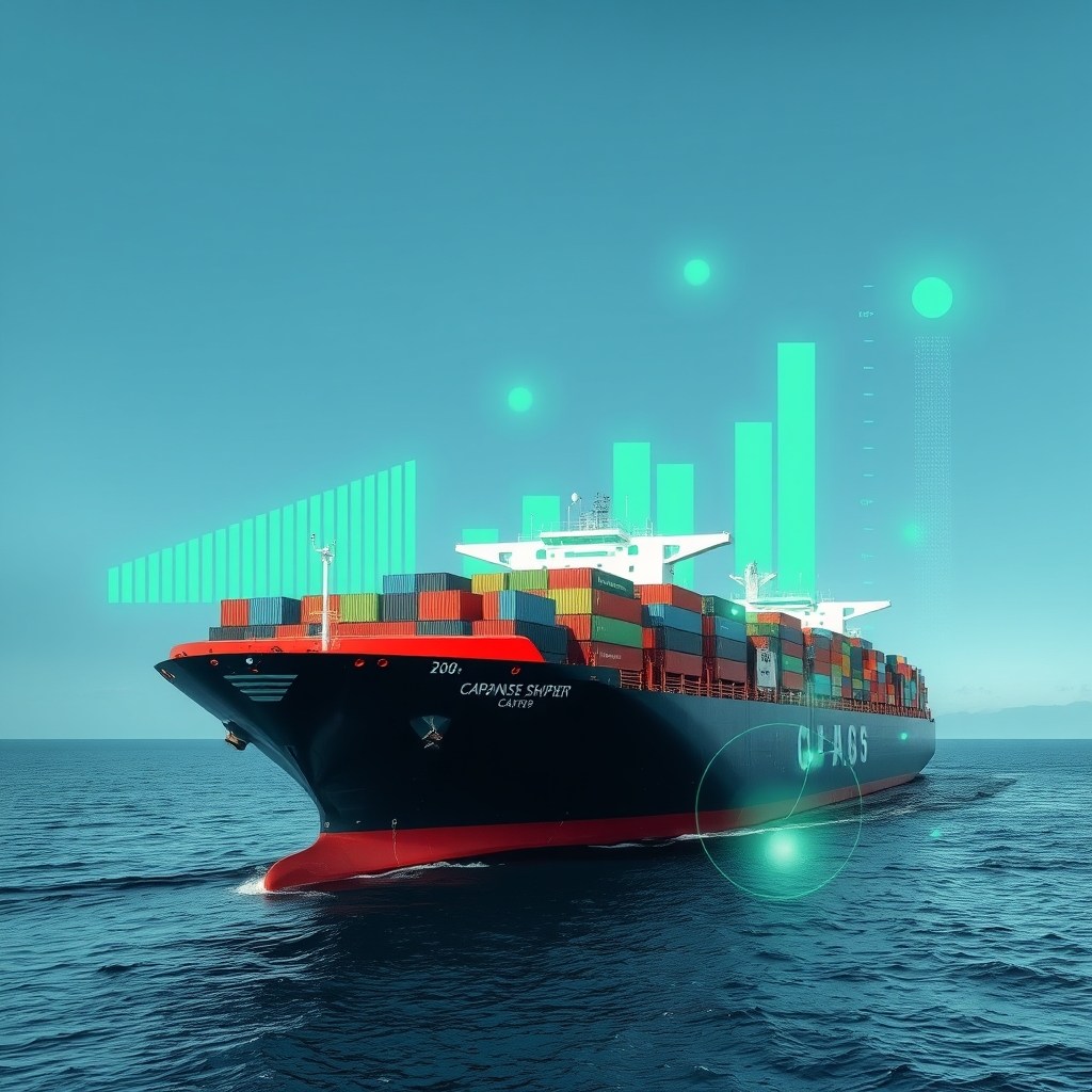Cargo ship with carbon emission visualization